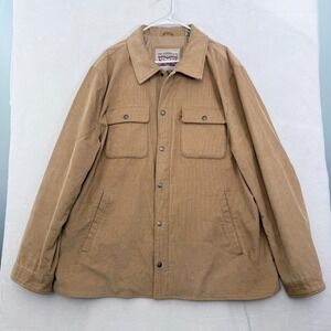 Levis Jacket Mens 2XL Beige Full Zip Snap Corduroy  Flap Pocket Overcoat